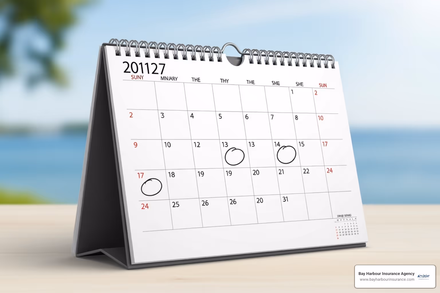 a calendar with a recurring "Plan Review" appointment circled - Business owner protection a calendar with a recurring "Plan Review" appointment circled - Business owner protection