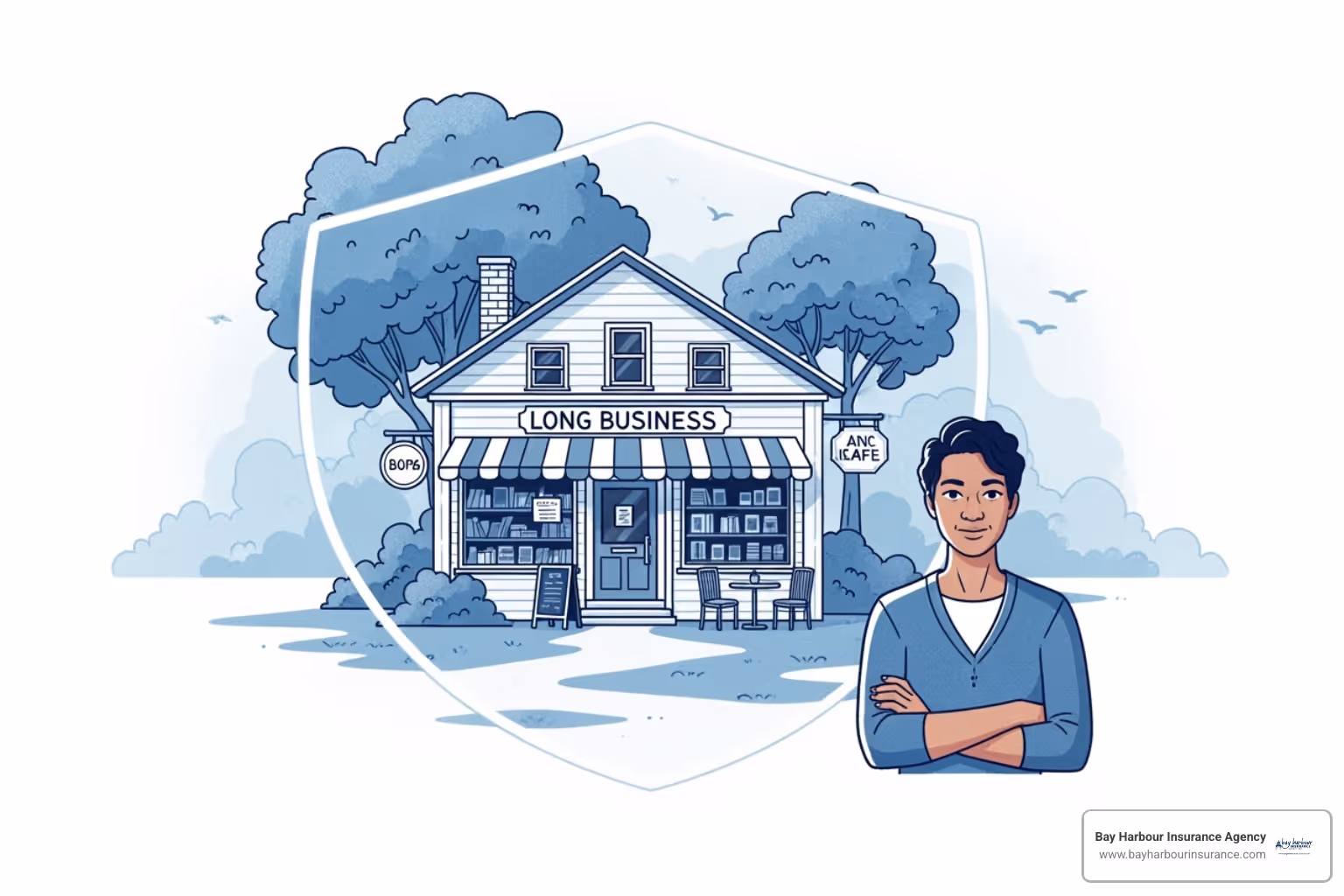 small business insurance illustration concept - small business owners insurance policy