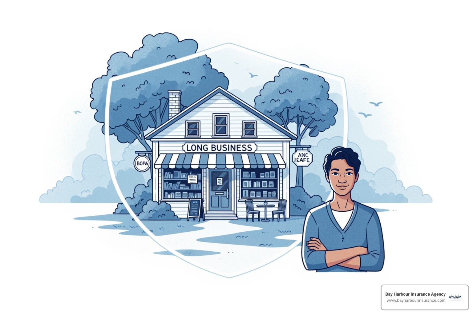 small business insurance illustration concept - small business owners insurance policy