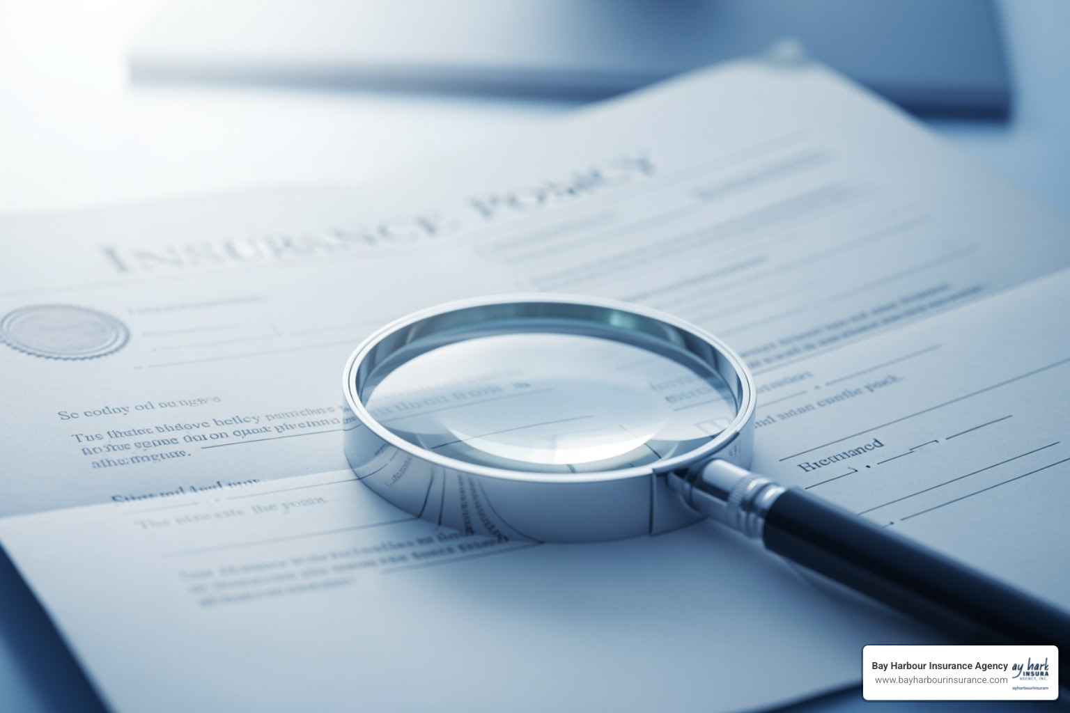 magnifying glass over an insurance policy document - insurance of the car magnifying glass over an insurance policy document - insurance of the car