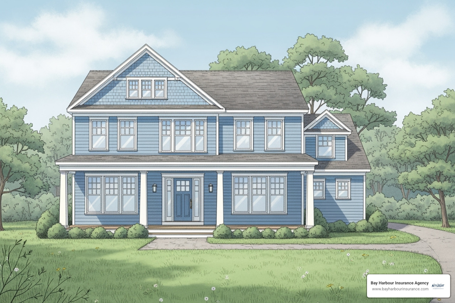 illustration of home in long island - vacant home insurance NY concept