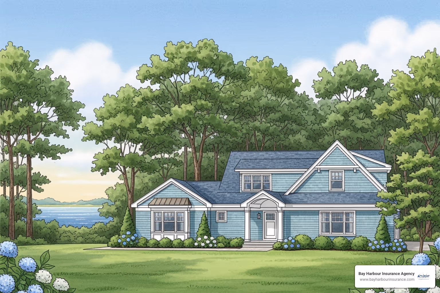 illustration of long island home - dwelling insurance coverag concept 