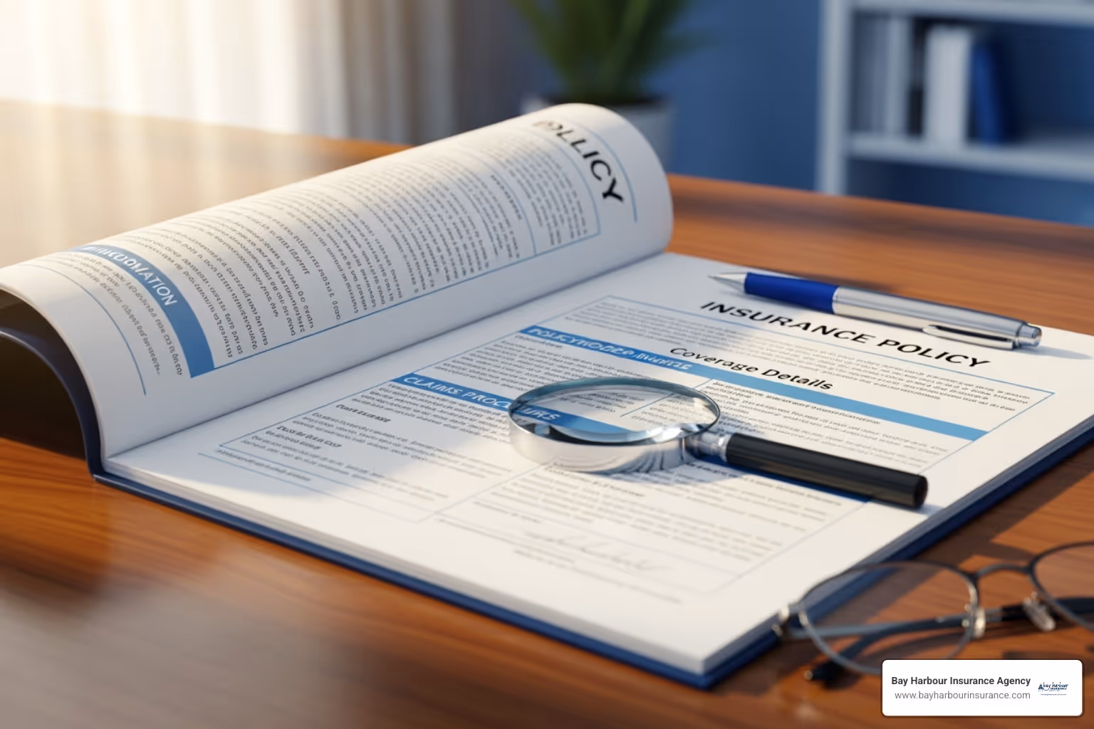 of a policy document with key sections highlighted - affordable house insurance