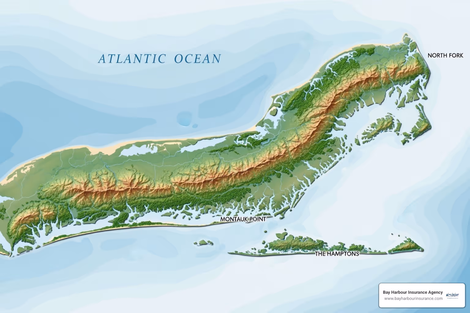 of a map of Long Island highlighting coastal areas - affordable house insurance