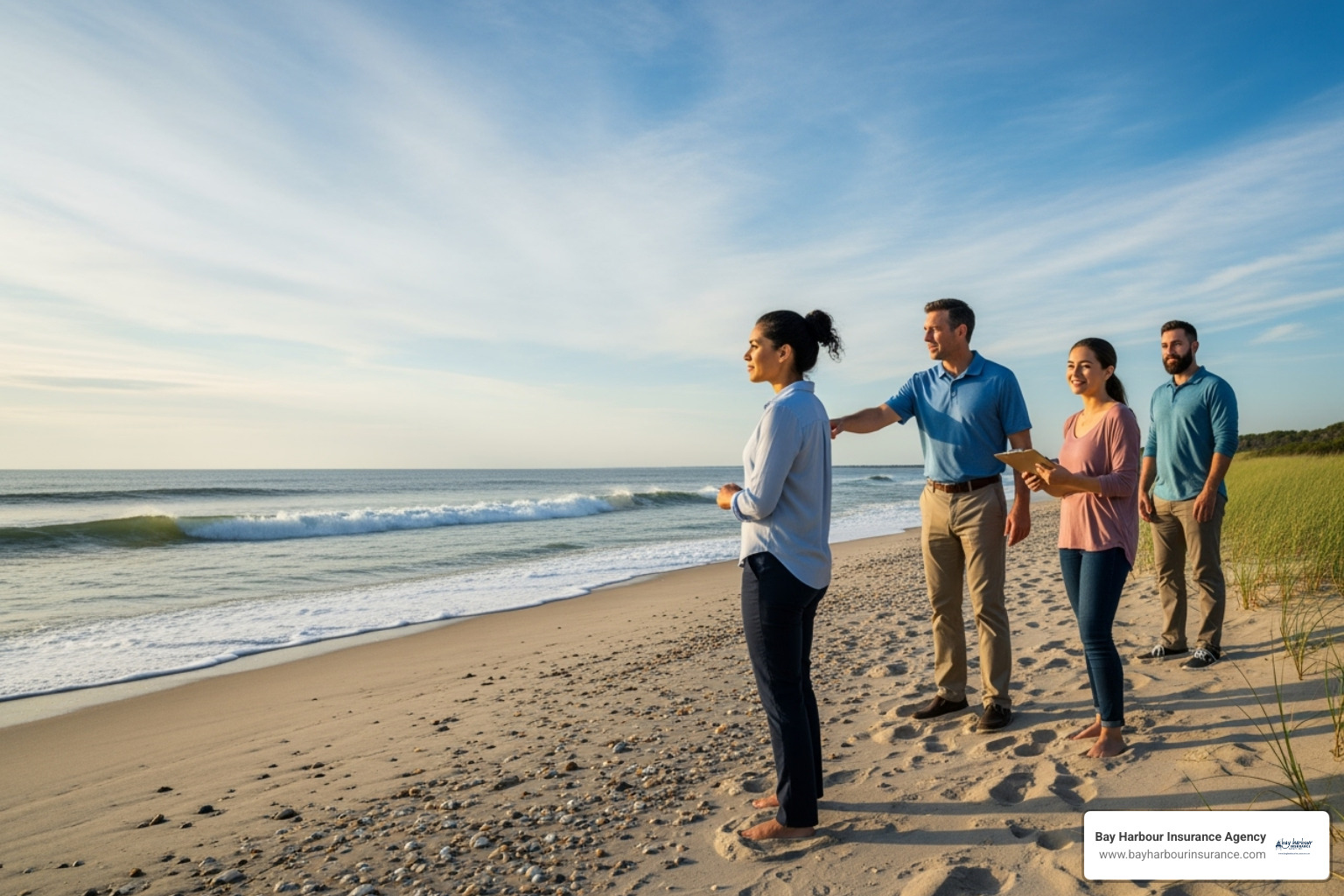 people on a beach - - workers comp insurance companies concept