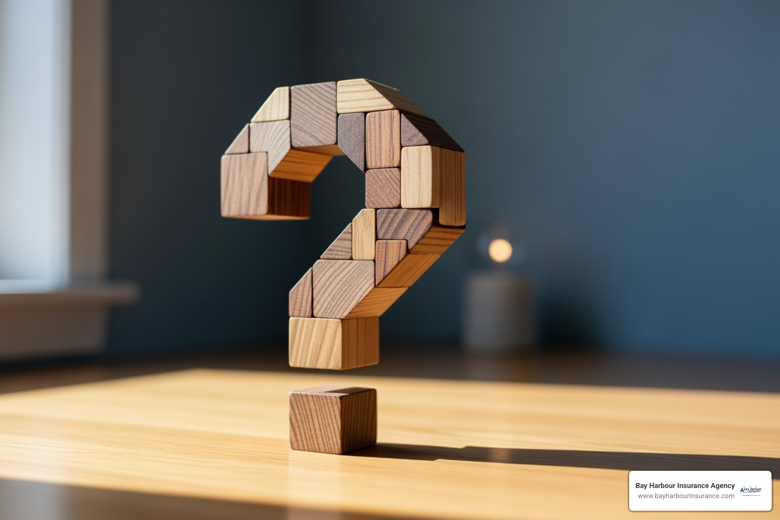 Question mark made of wooden blocks on a desk - workers comp insurance companies