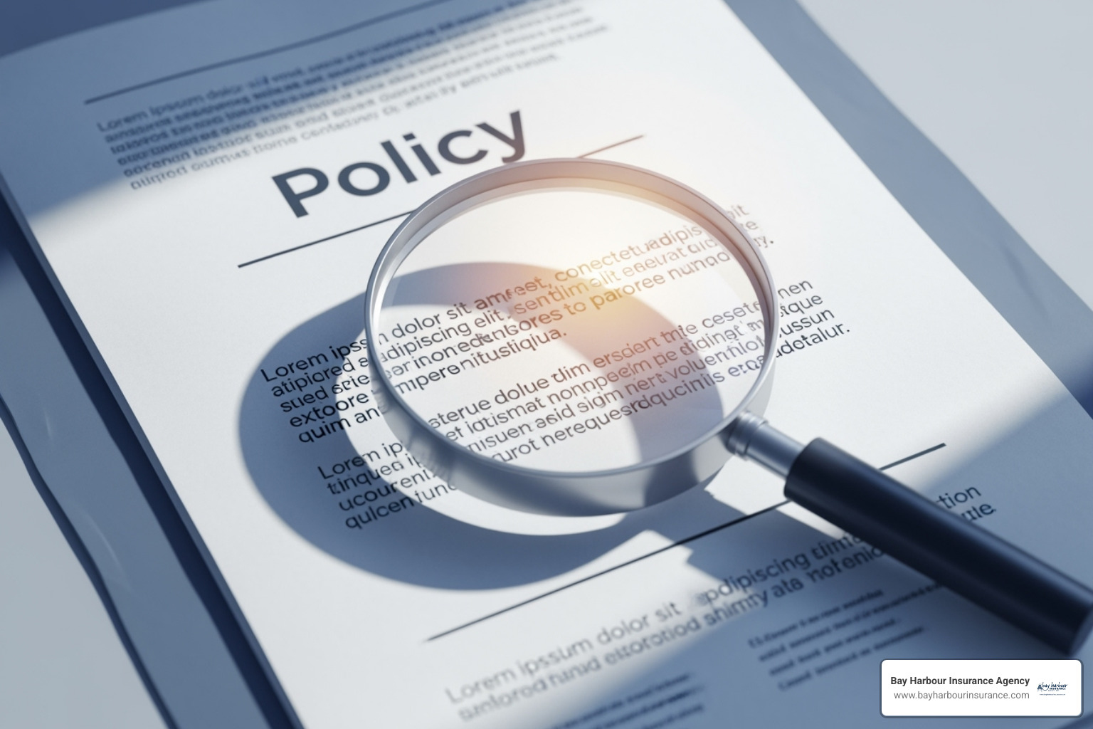 Policy document with a magnifying glass over the coverage details - Consultant professional liability