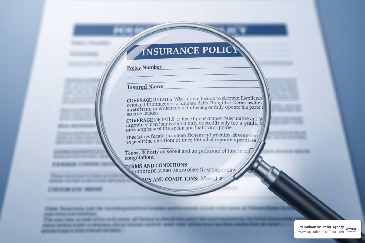 magnifying glass over an insurance policy document - best affordable home insurance