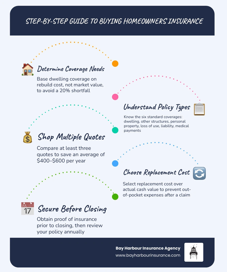 Infographic: 2026 step-by-step home buying insurance timeline for Long Island first-time buyers infographic