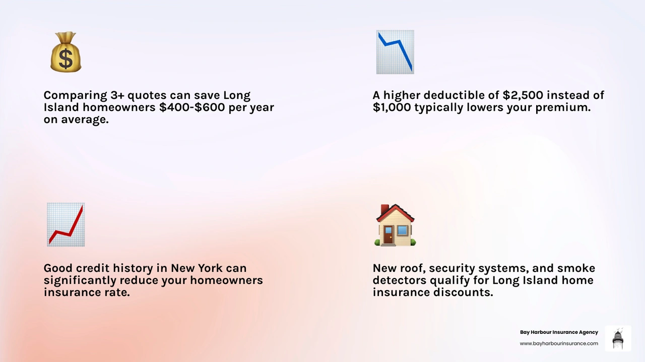 Infographic: Common homeowners insurance discounts available for Long Island residents in 2026 infographic