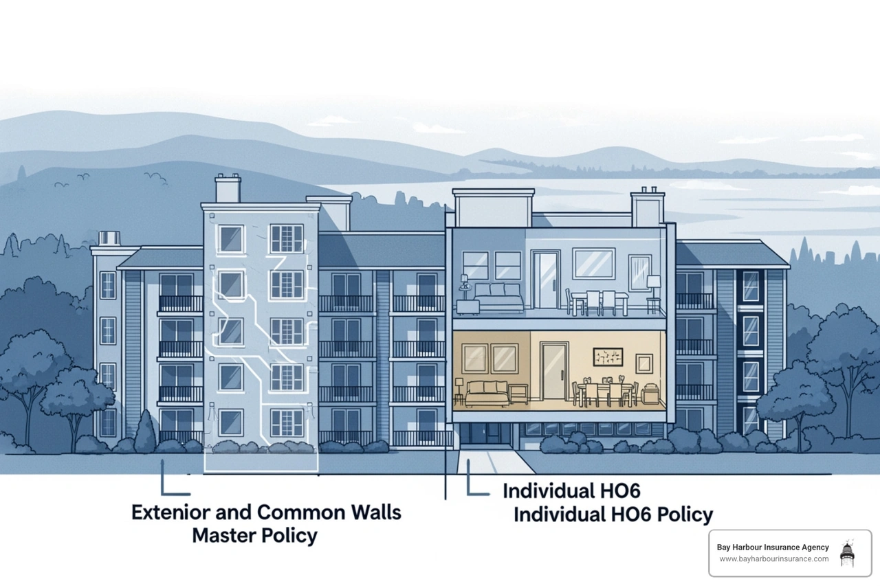 diagram showing master policy vs. HO6 coverage areas - ho6 insurance policy diagram showing master policy vs. HO6 coverage areas - ho6 insurance policy