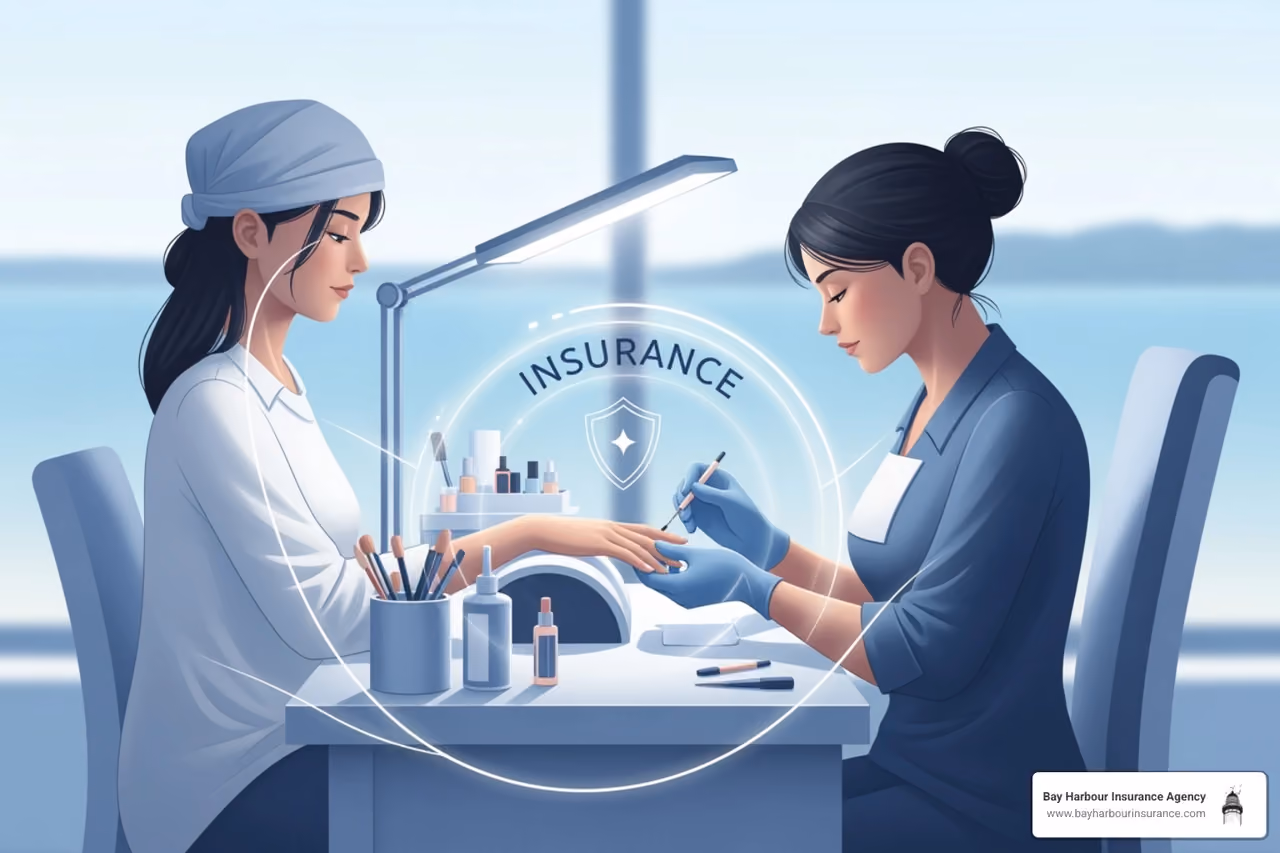 illustration of nail salon treatment - nail tech insurance concept