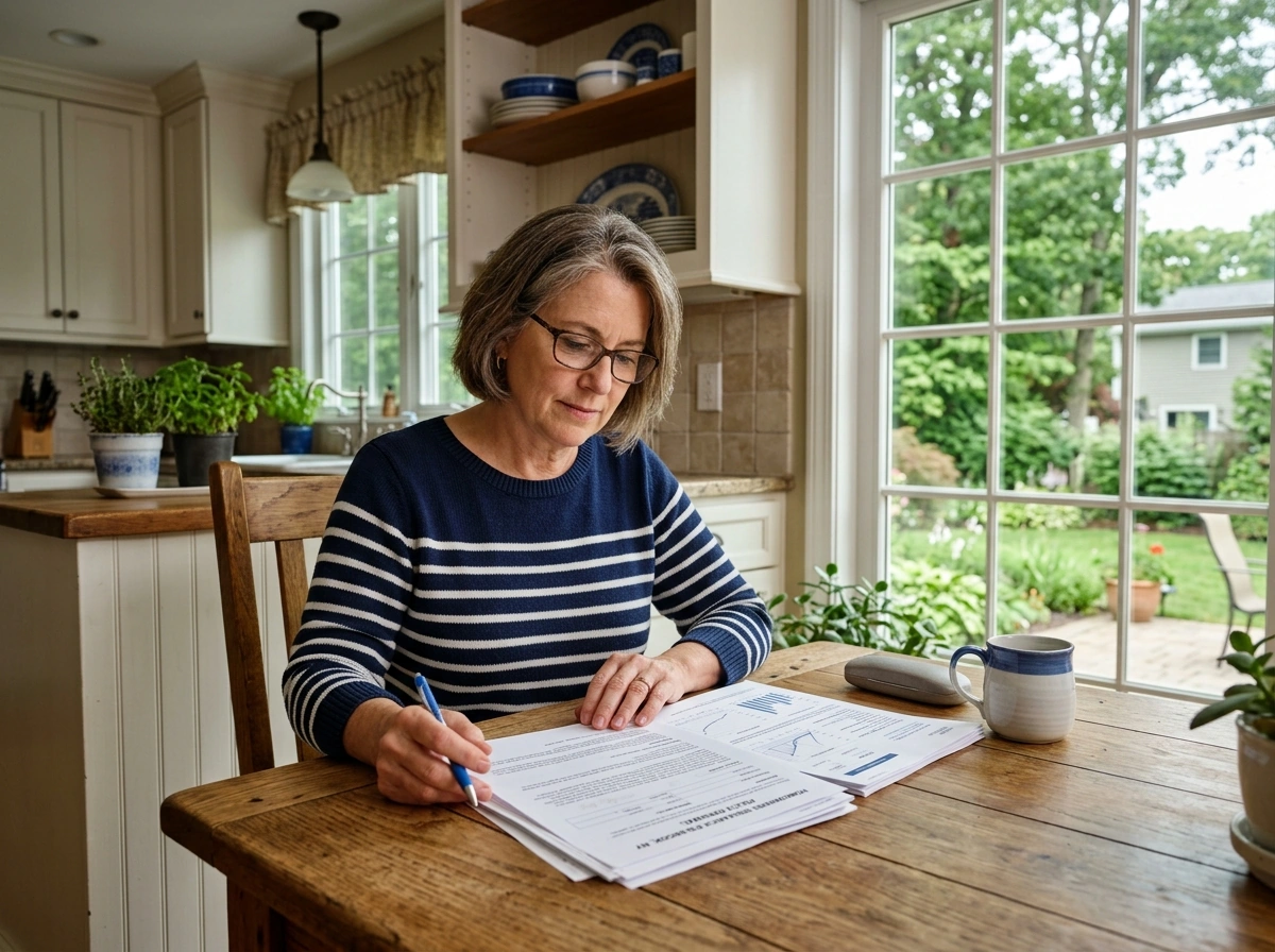 person reviewing insurance documents in their Holbrook home - automobile insurance policy