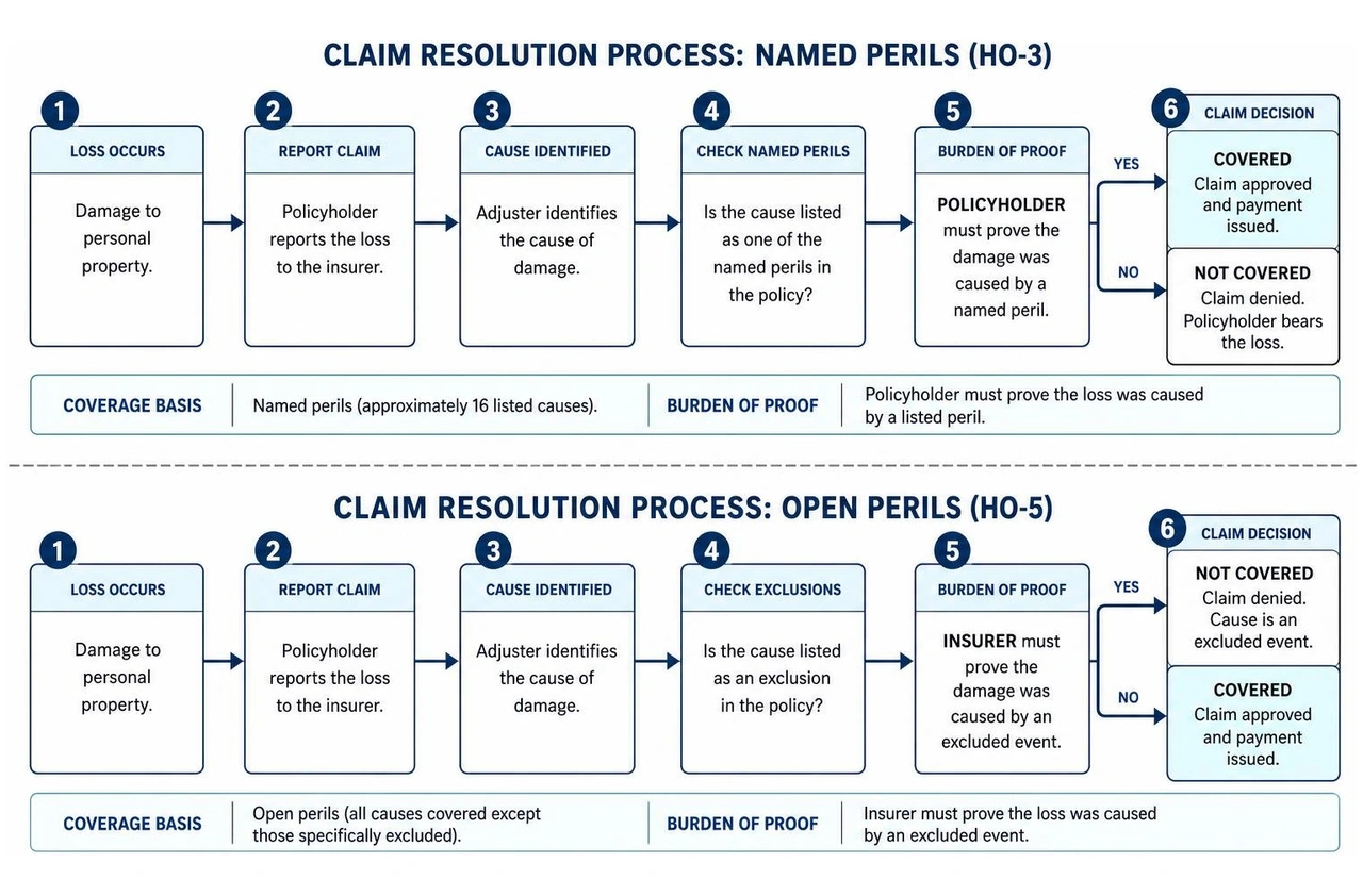 Comparison of claim resolution process under named perils vs open perils Comparison of claim resolution process under named perils vs open perils