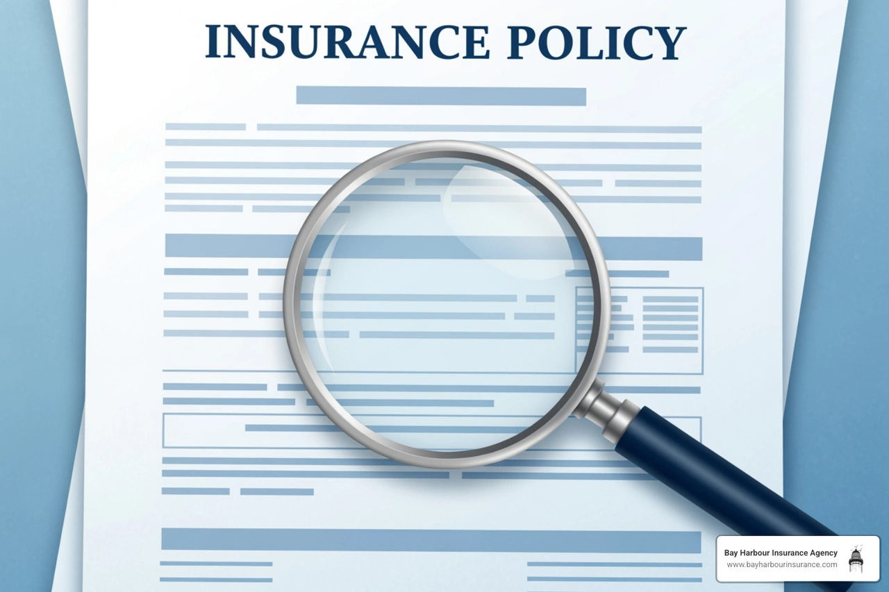 magnifying glass over an insurance policy document - Professional liability definition magnifying glass over an insurance policy document - Professional liability definition