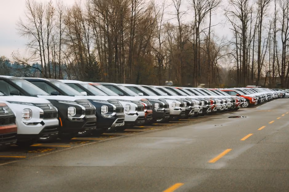 modern vehicles parked at dealership