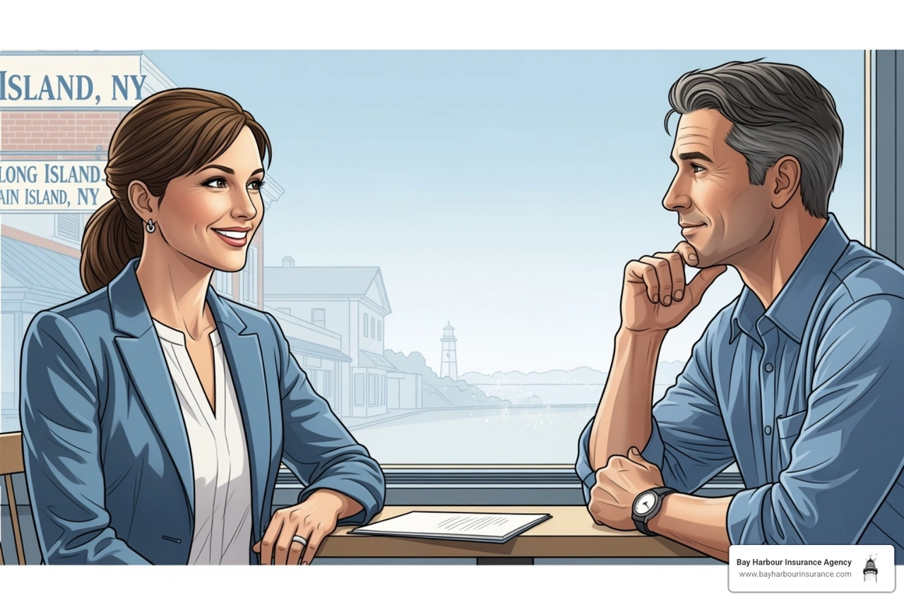 friendly insurance agent meeting with a small business owner - Business Insurance friendly insurance agent meeting with a small business owner - Business Insurance