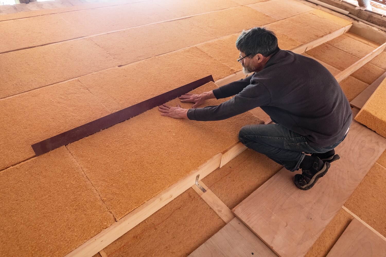 Bodendämmung mit Holzfaserplatten