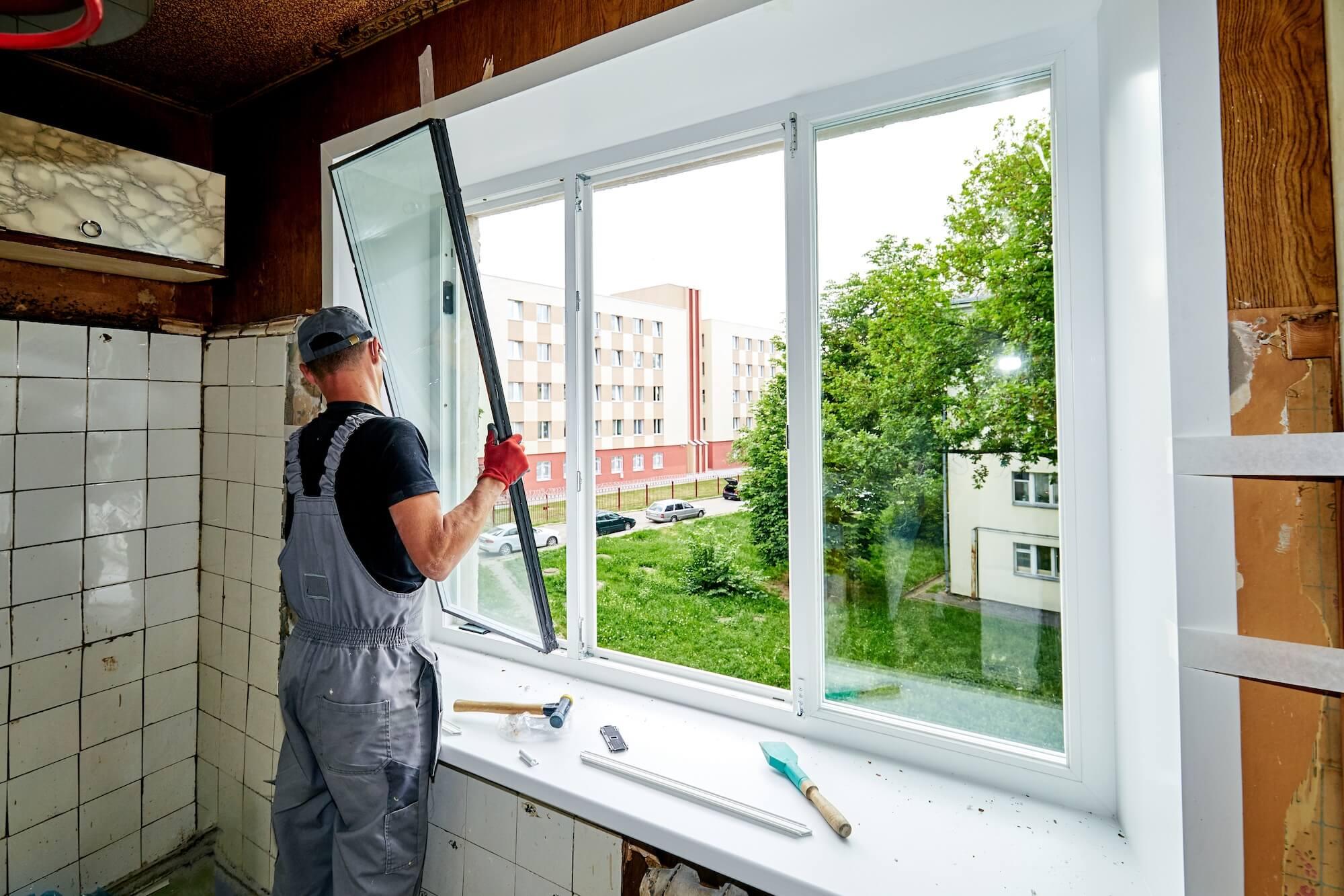 Fenster wird eingebaut