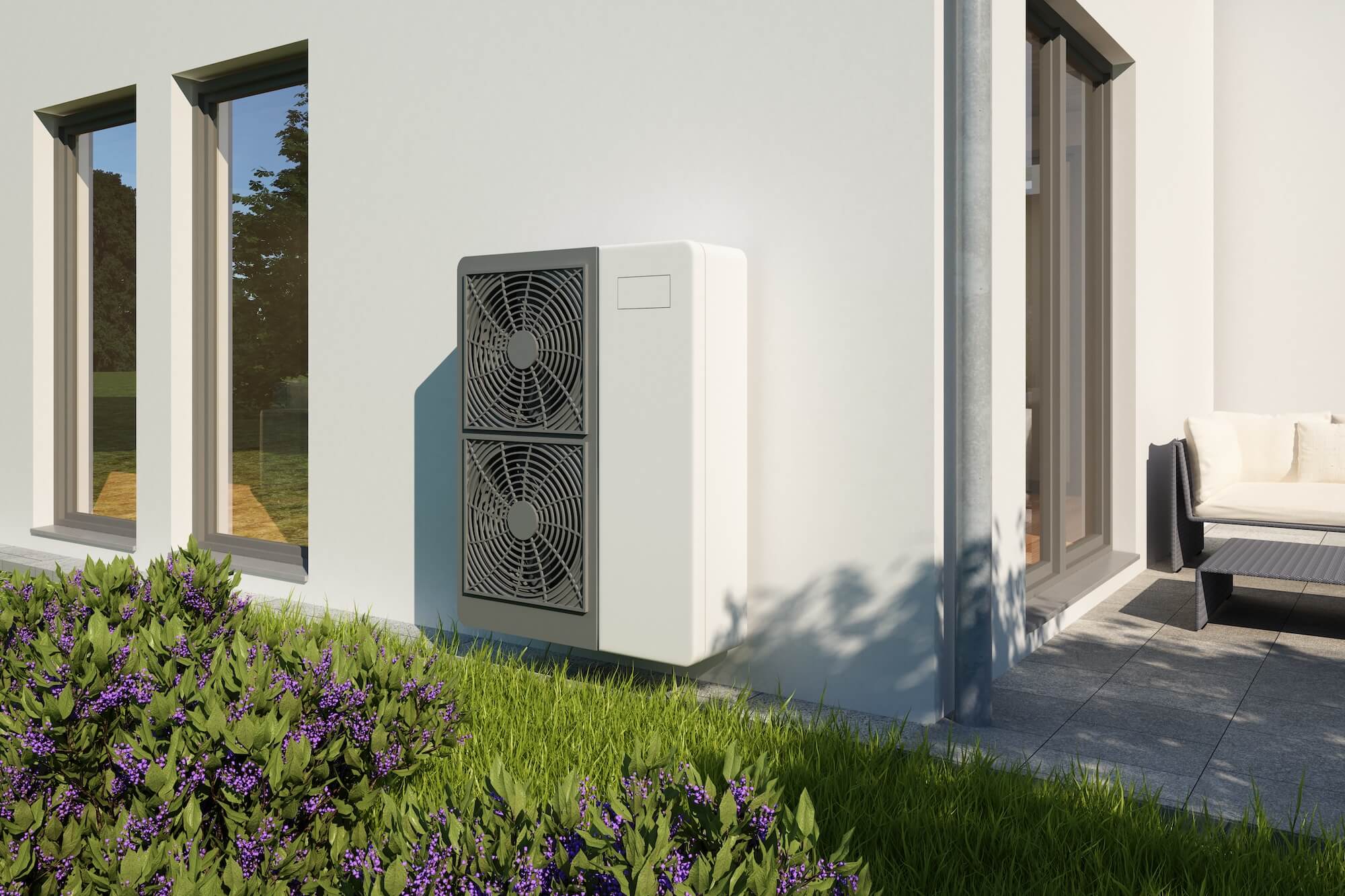 Wärmepumpe in Garten