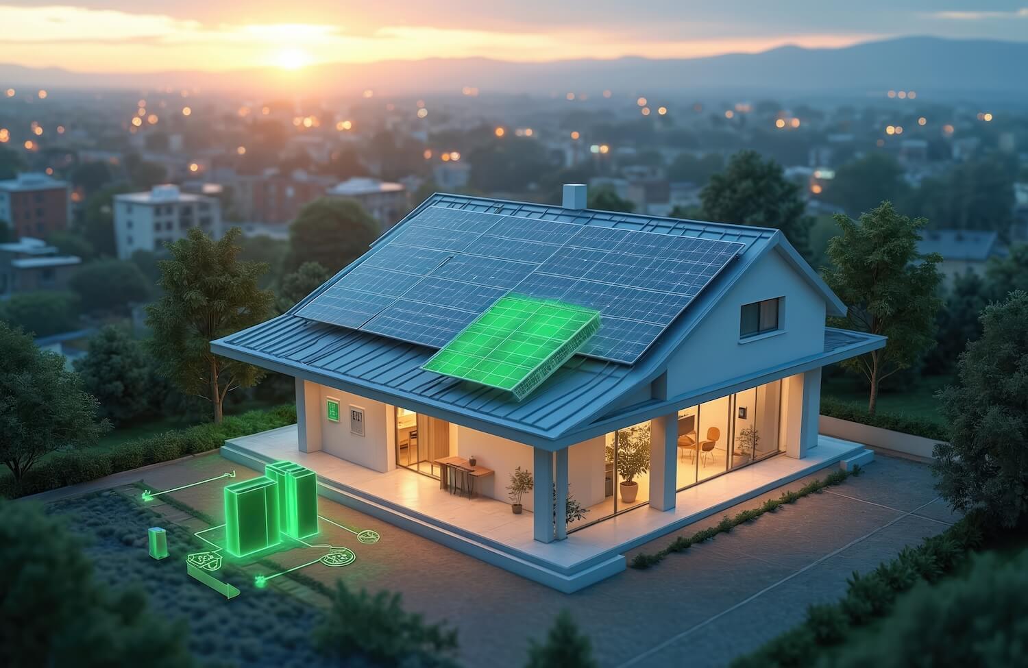 PV-Anlage mit Batteriespeicher und intelligentem Energiemanagement-System