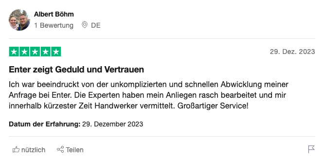 Referenzen von Enter-Kunden zu Handwerksleistungen