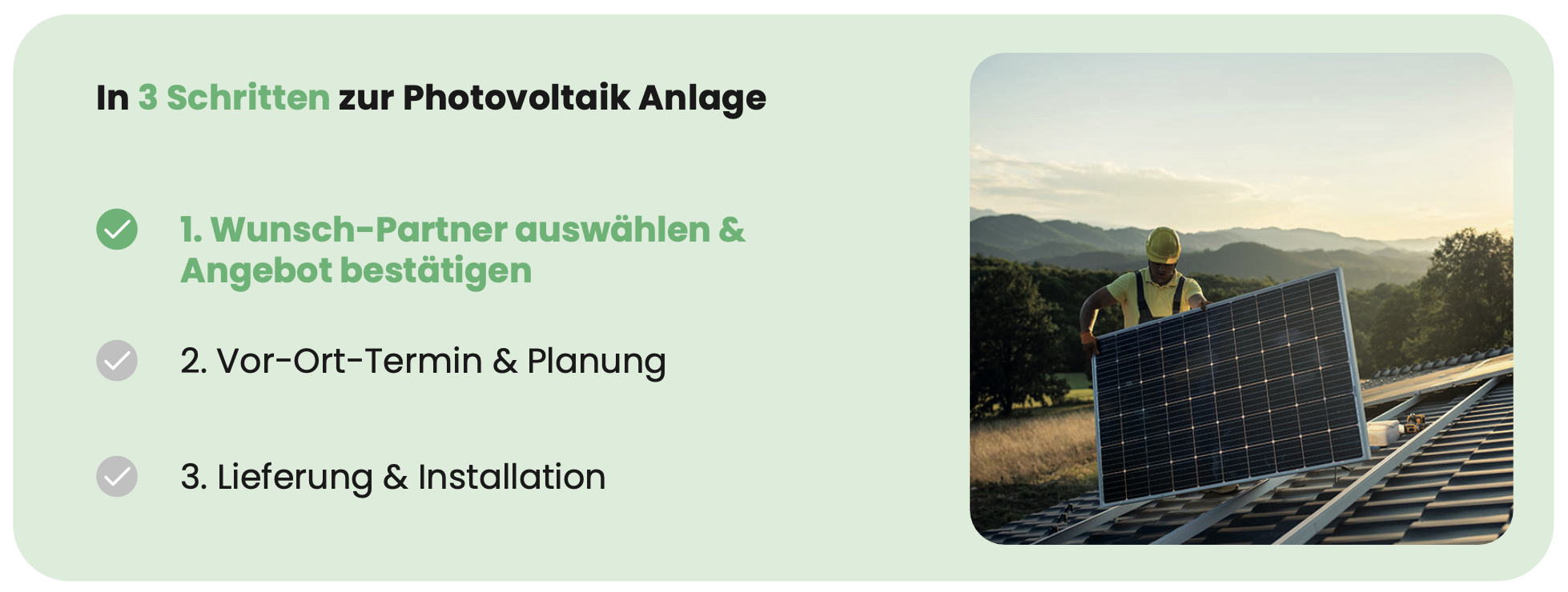 In 3 Schritten zur PV-Anlage mit Enter
