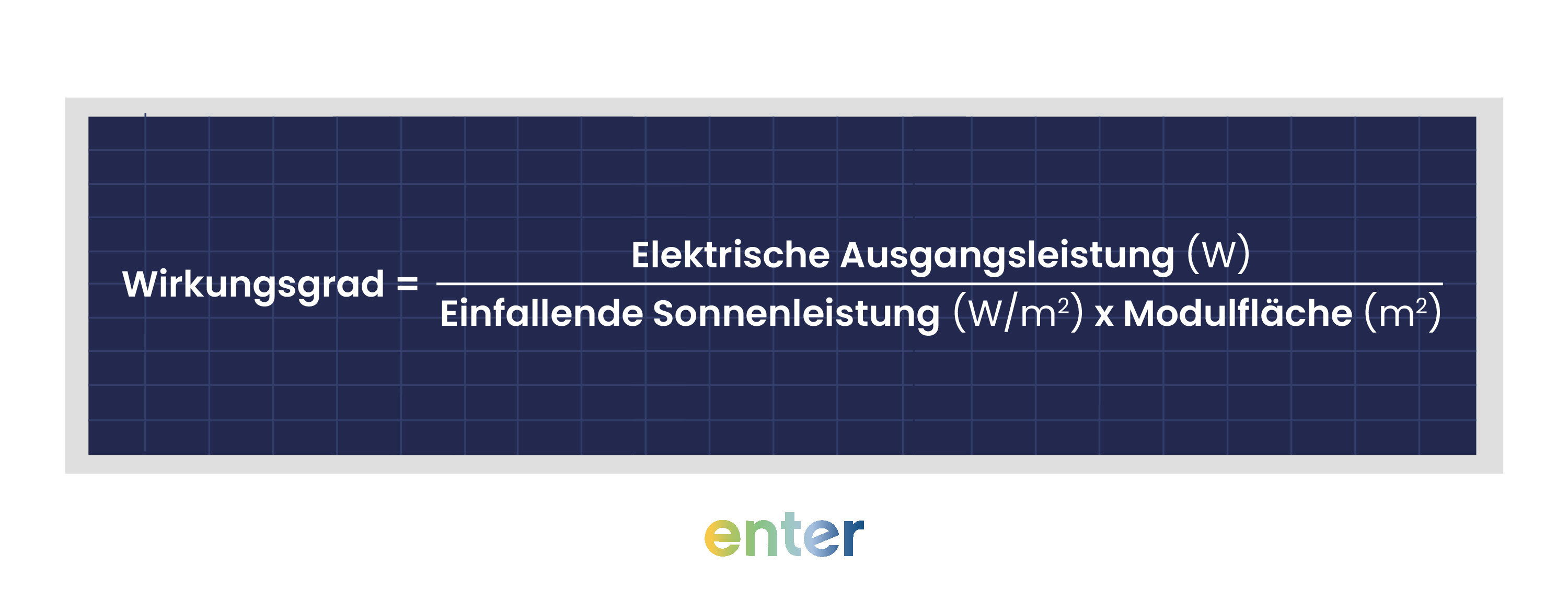 Formel für den Wirkungsgrad von Photovoltaik