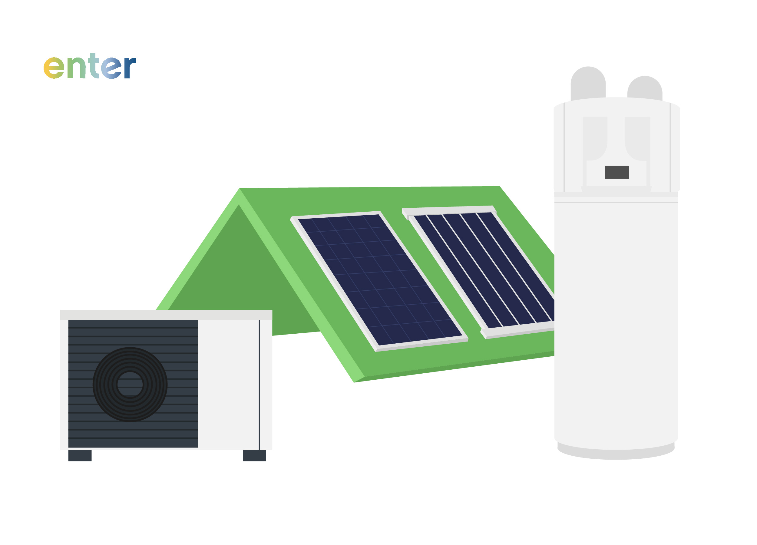 Brauchwasserwärmepumpe, Photovoltaikanlage, Solarthermie und Wärmepumpe