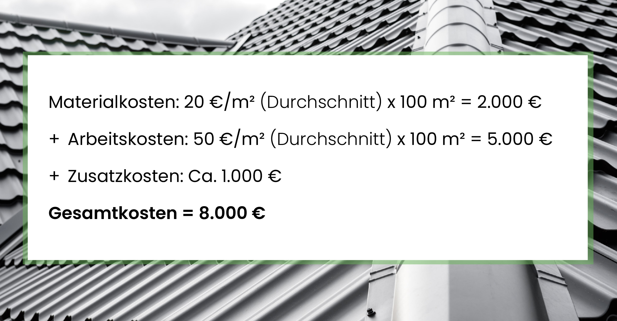 Rechenbeispiel für die Kosten der Zwischensparrendämmung