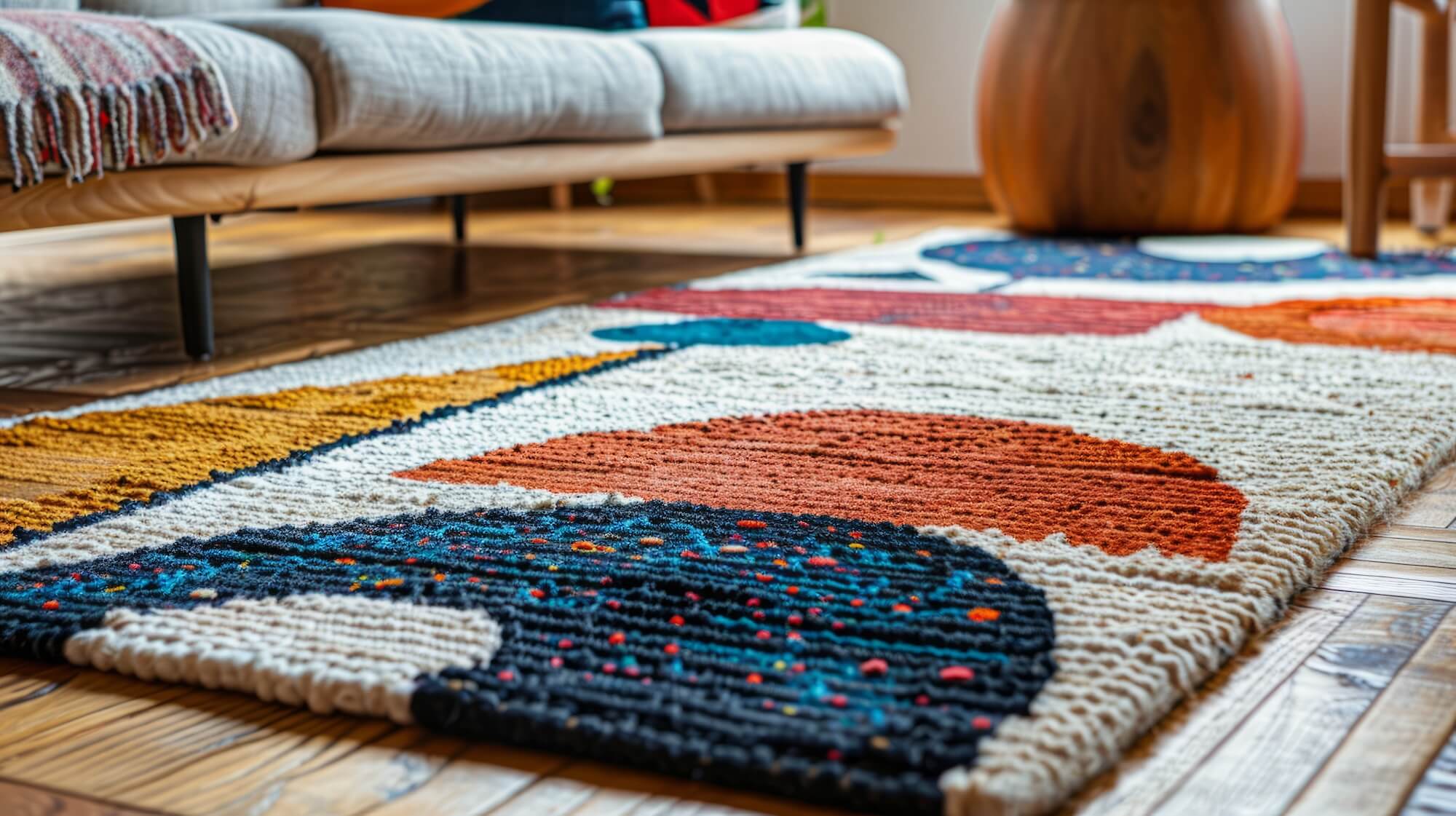 Ein dicker Teppich auf dem Wohnzimmerboden