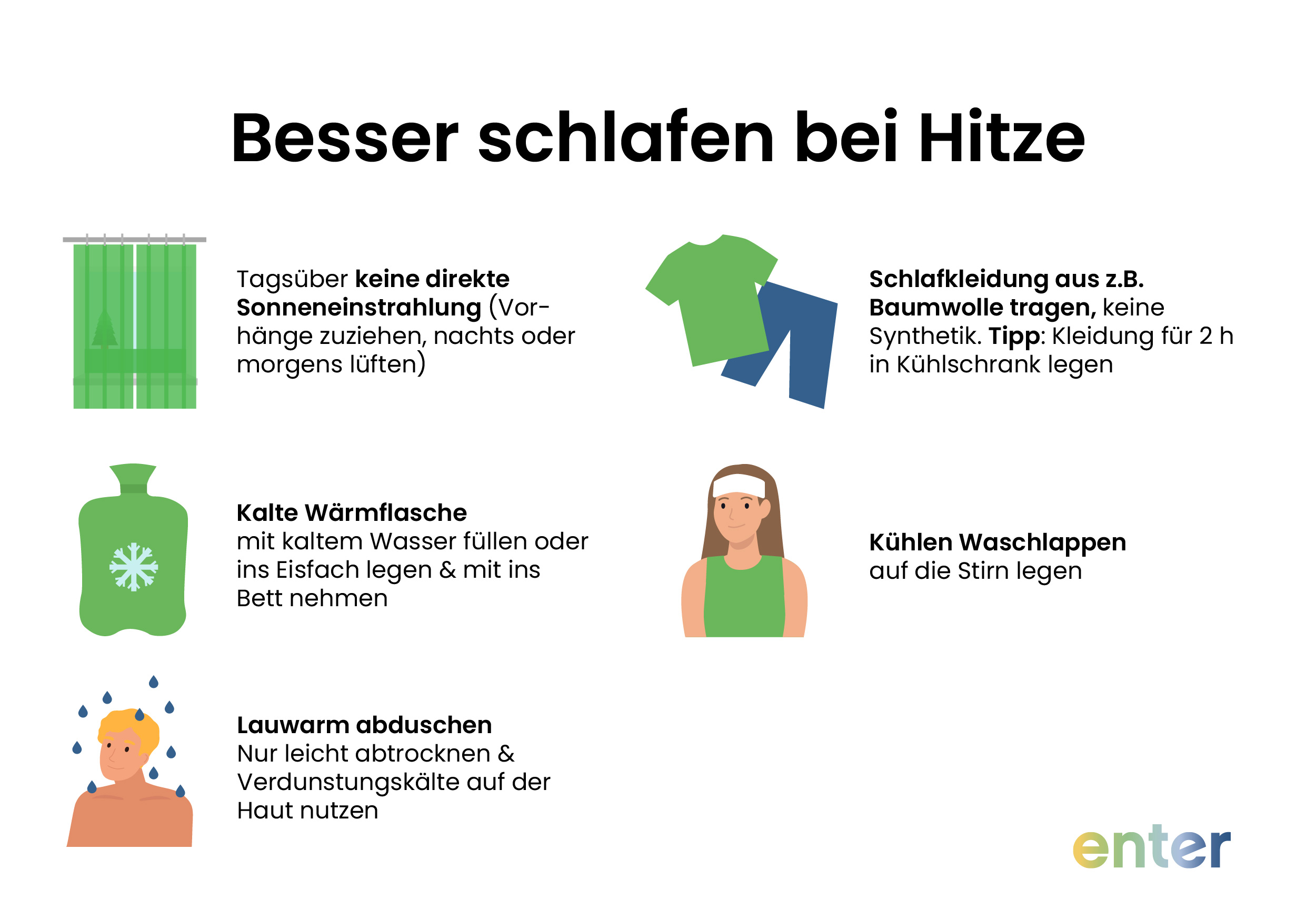 5 Tipps zum besseren Schlafen bei Hitze.