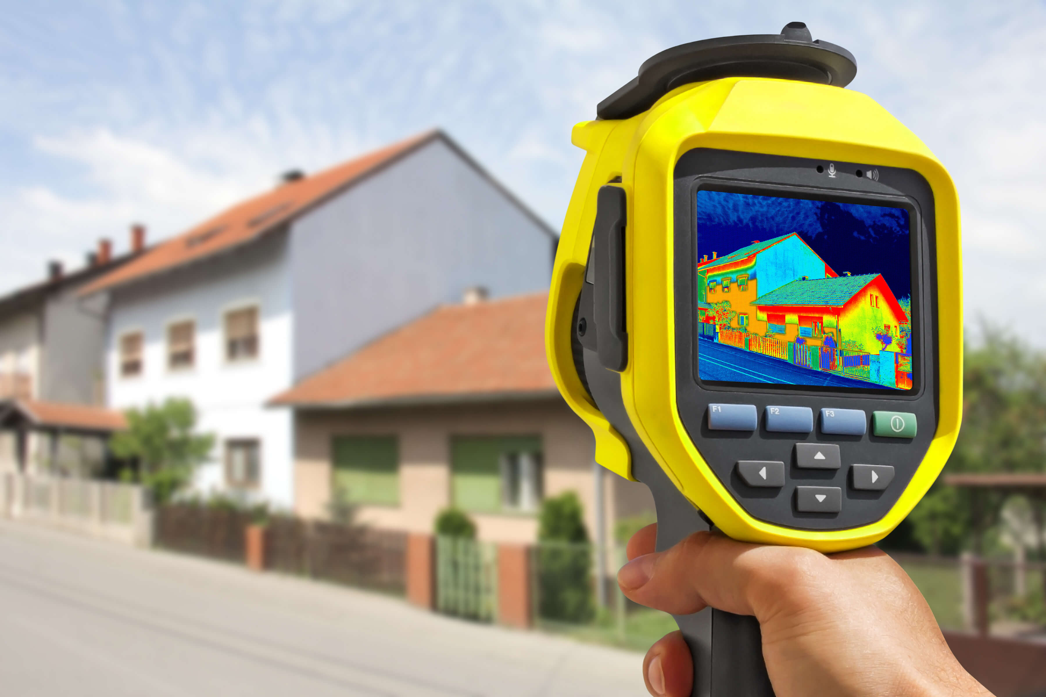 Thermografie eines Wohnhauses von außen