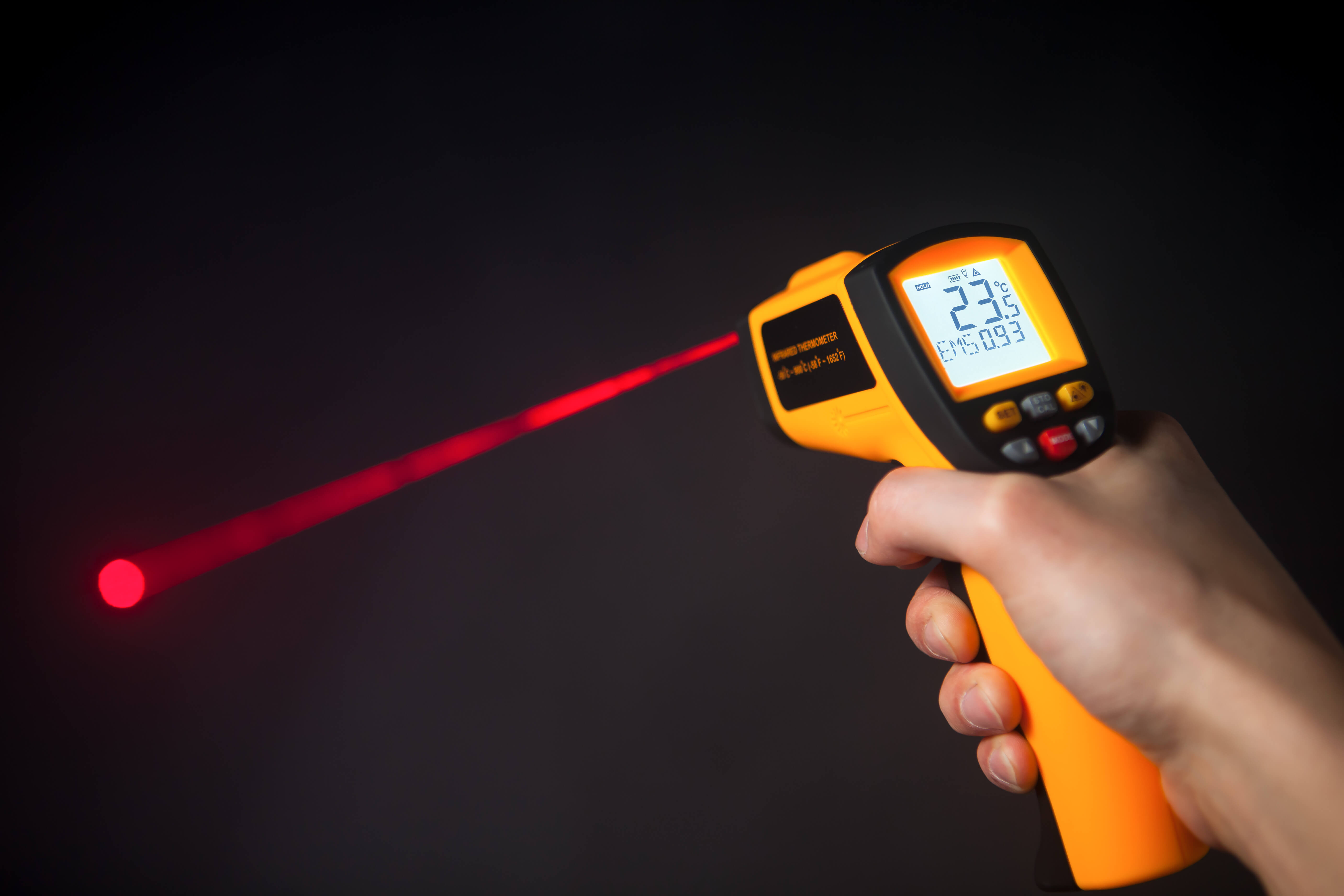 Sicht auf ein Infrarotthermometer