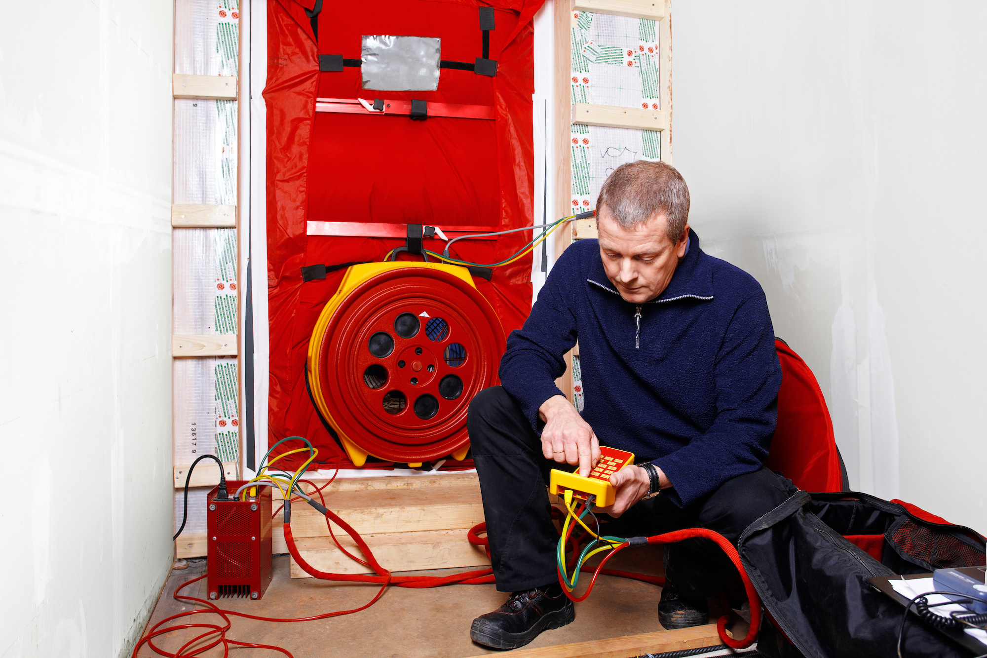 Auswertung der Blower-Door-Test-Werte