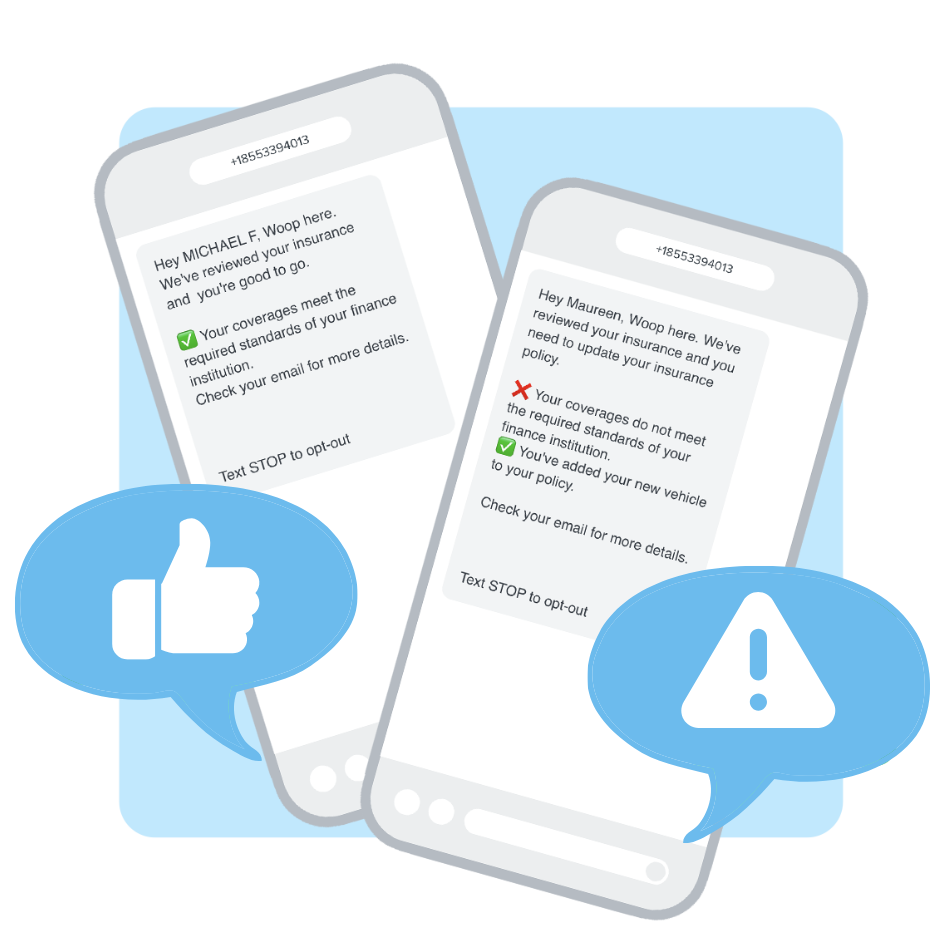 Insurance Verification Text message on phone