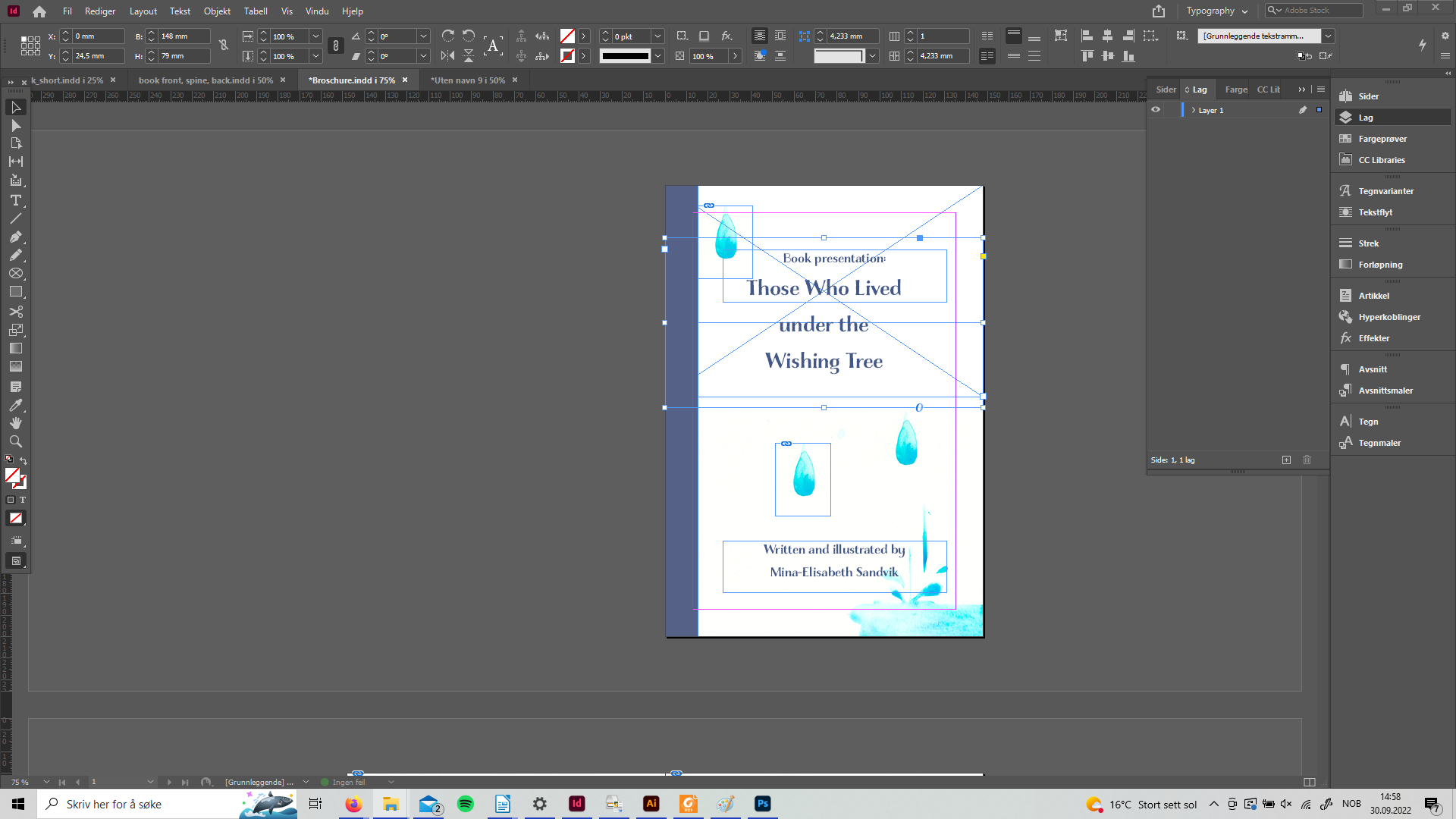 Screenshot of promotional brochure in InDesign