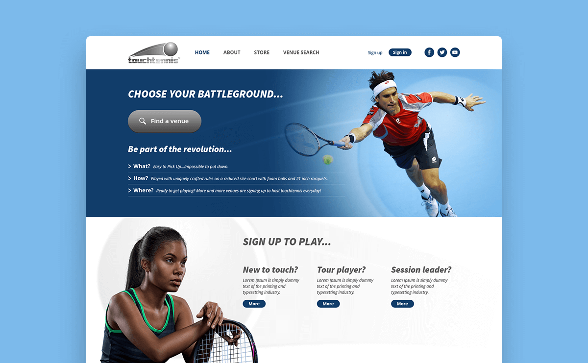 Web design for Touchtennis