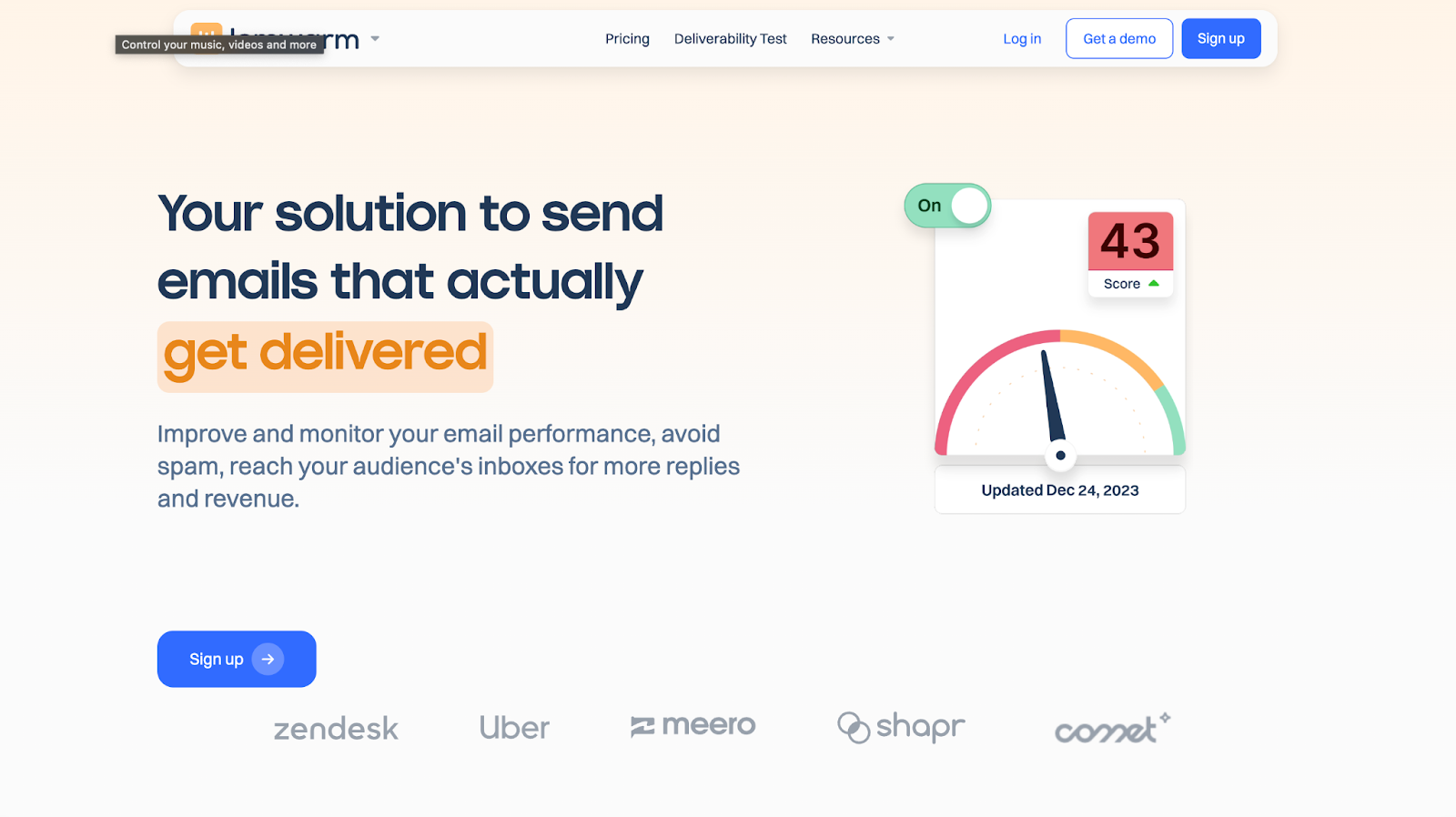 Screenshot of Lemwarm homepage displaying warm-up engagement network and domain health checks.