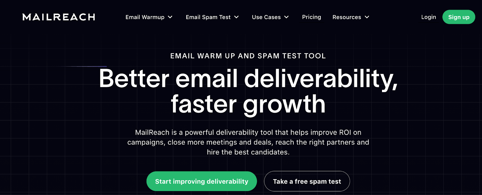 A snapshot of MailReach’s webpage