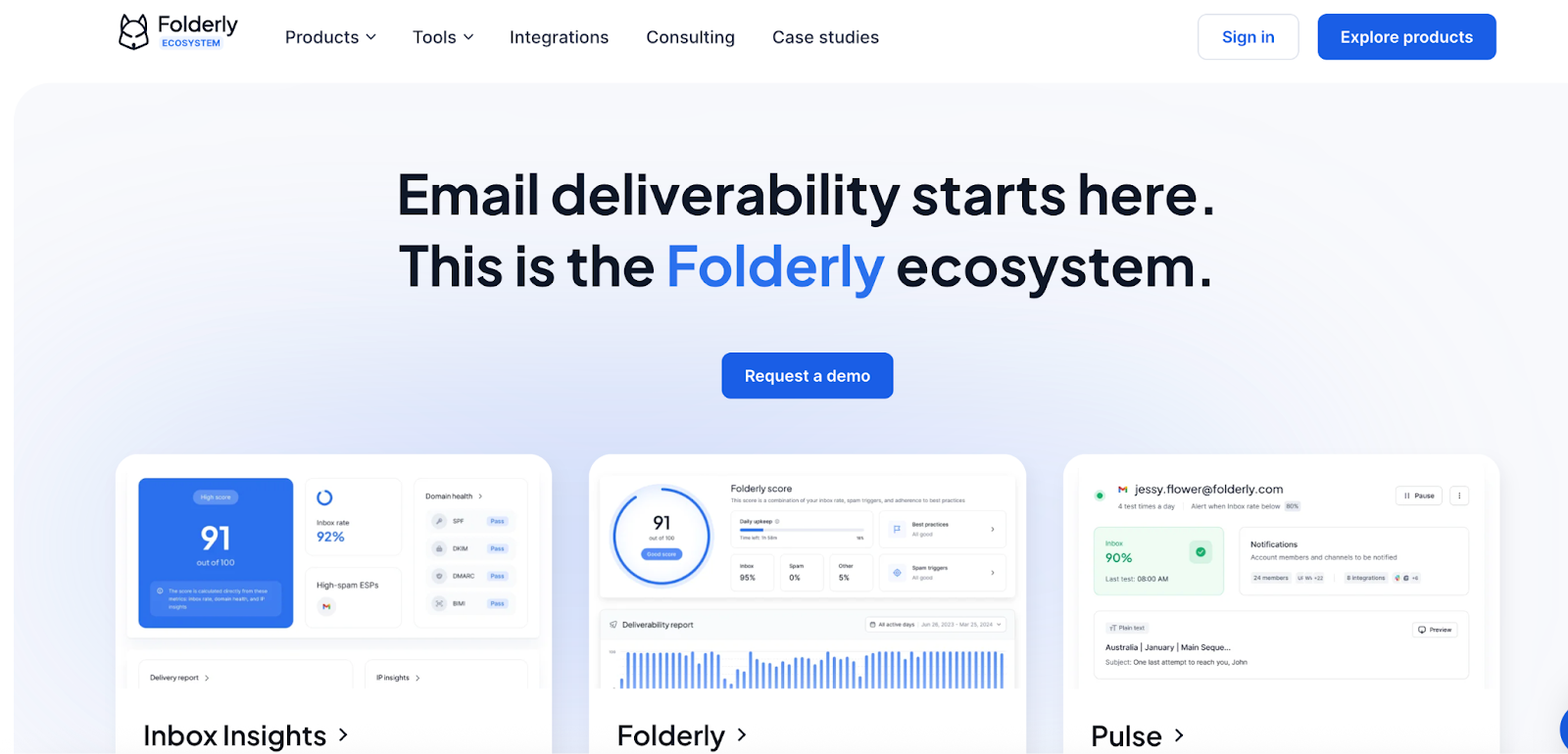 A screenshot of Folderly’s webpage