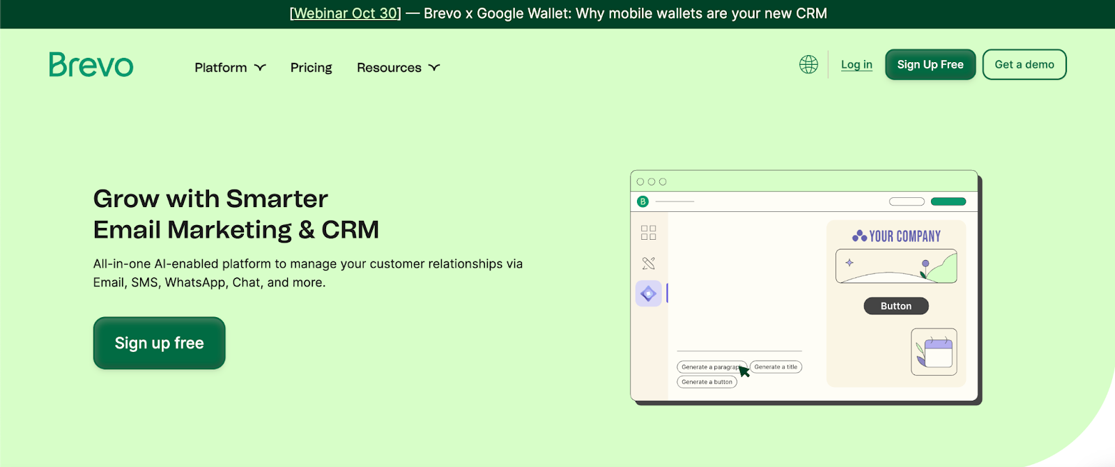 A screenshot of Brevo’s home page