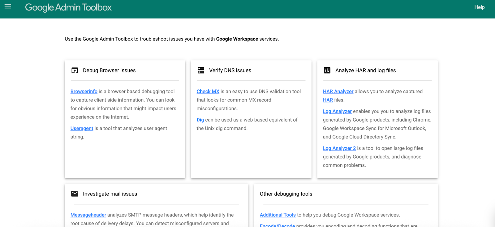 An image of Google Admin Toolbox’s home page