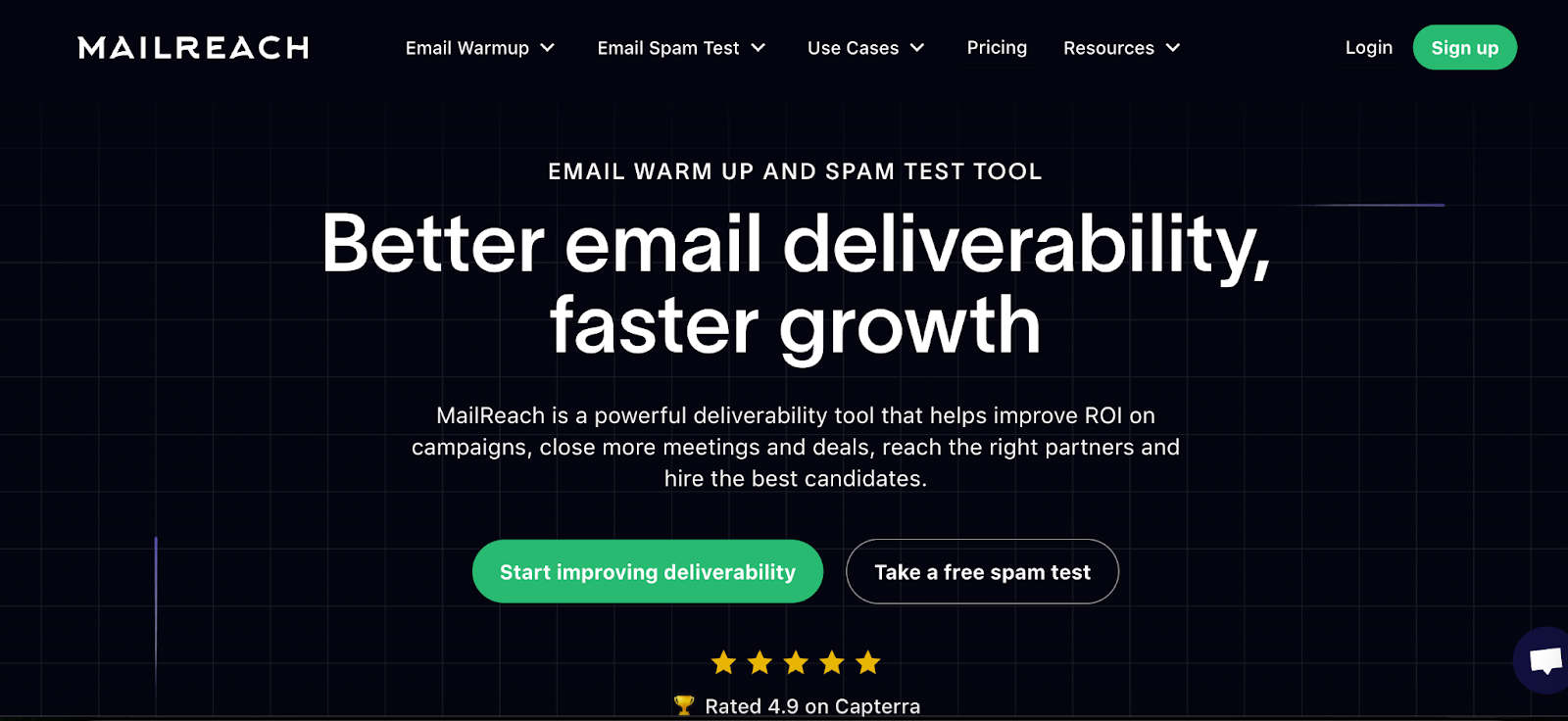 A screenshot of MailReach’ homepage