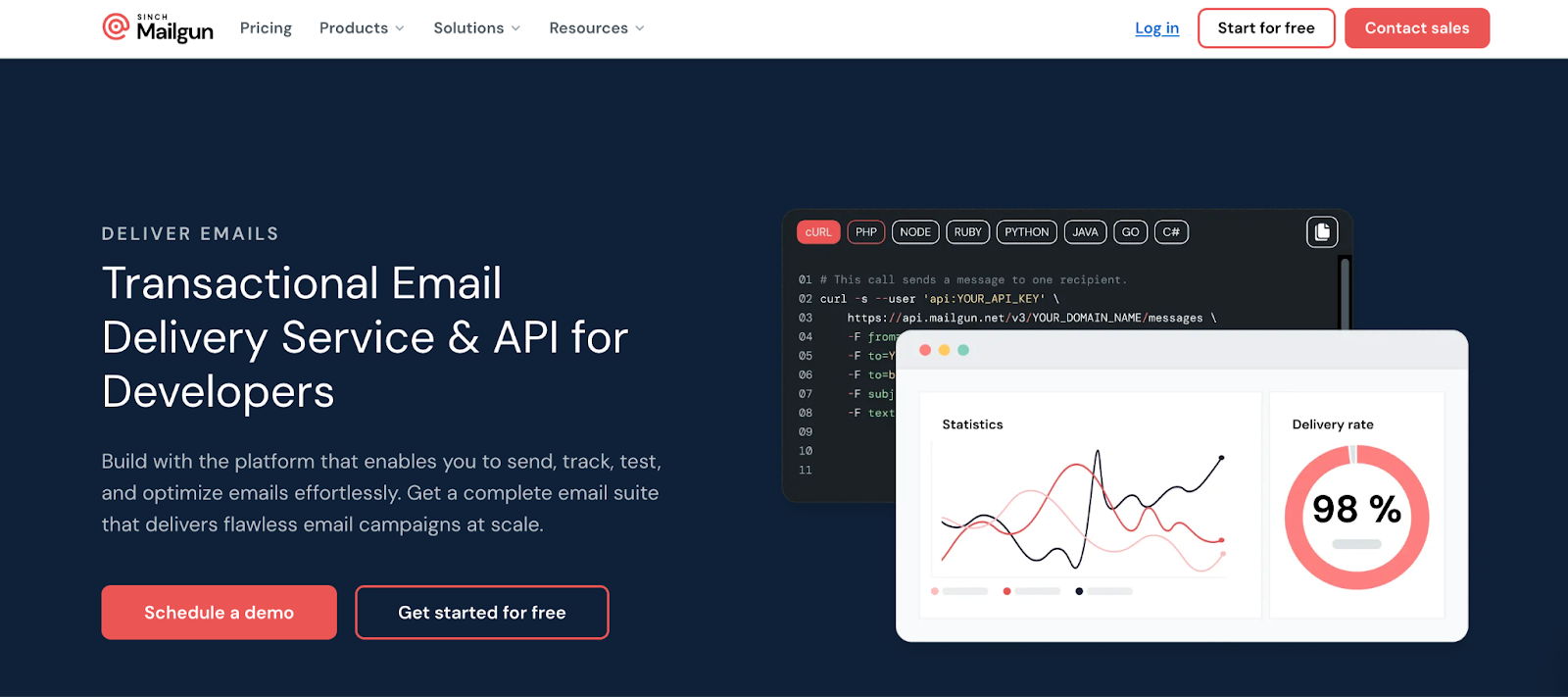 Mailgun’s homepage screenshot