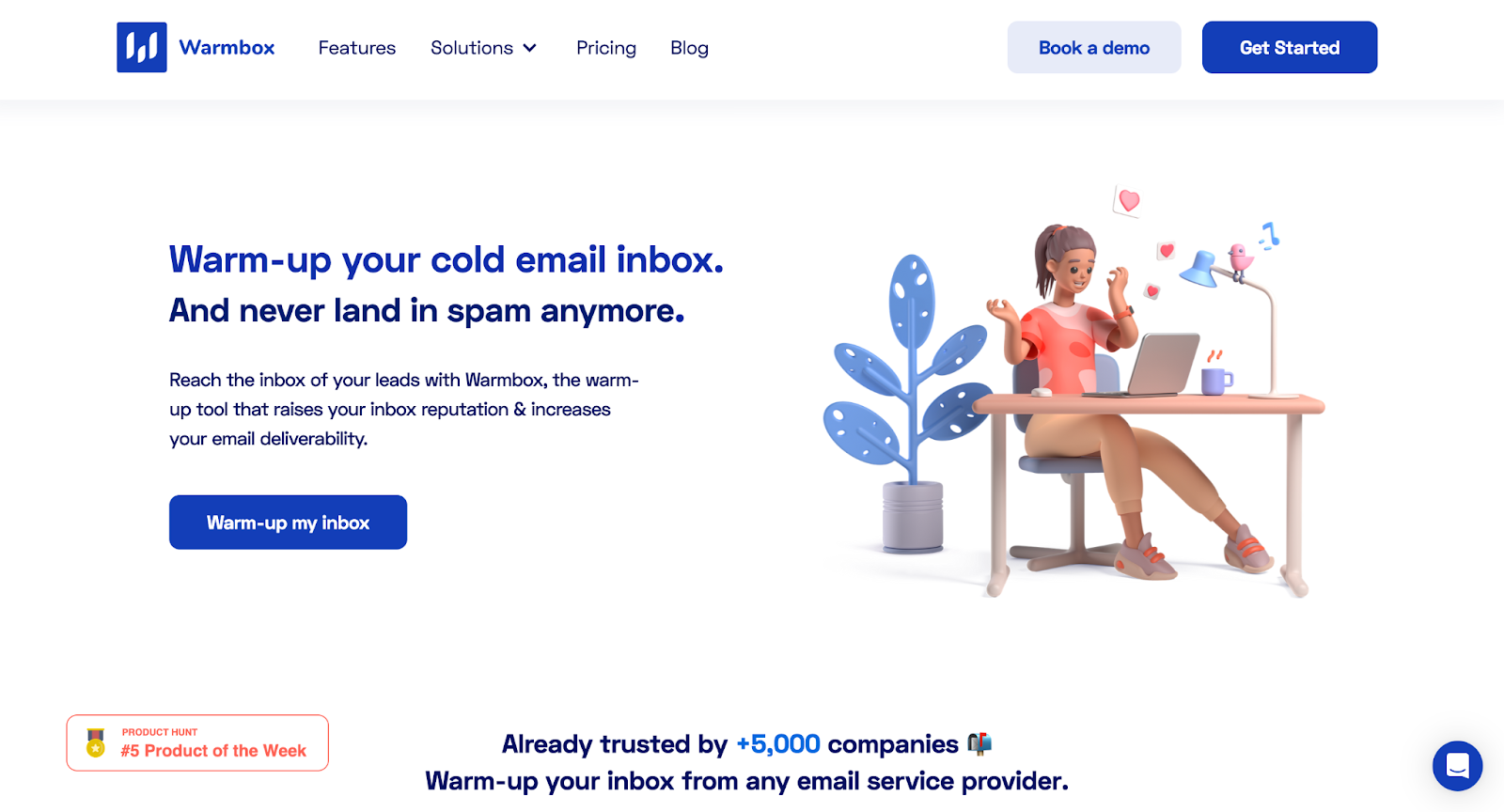 Illustration de la boîte de réception de réchauffement des utilisateurs avec l'interface de la plateforme Warmbox