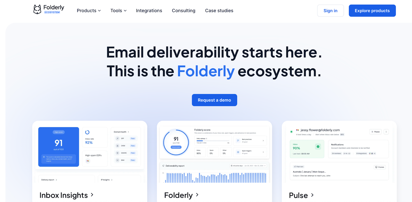 Folderly email deliverability dashboard shown as one of the Zapmail competitors for inbox monitoring