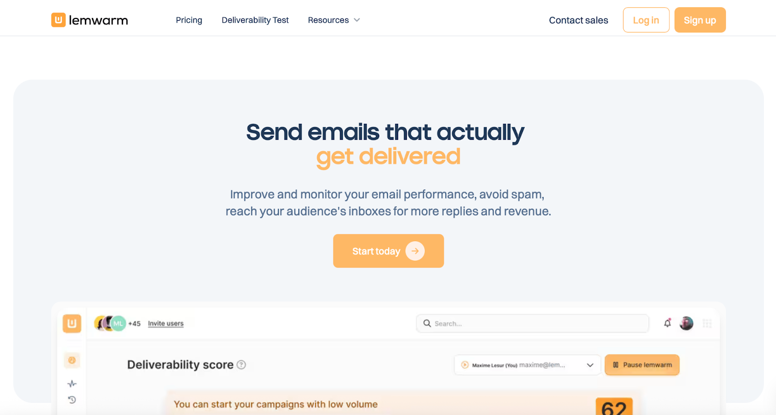 Lemwarm warm-up tool inside Lemlist shown as one of the tools similar to Zapmail for early ramp-up