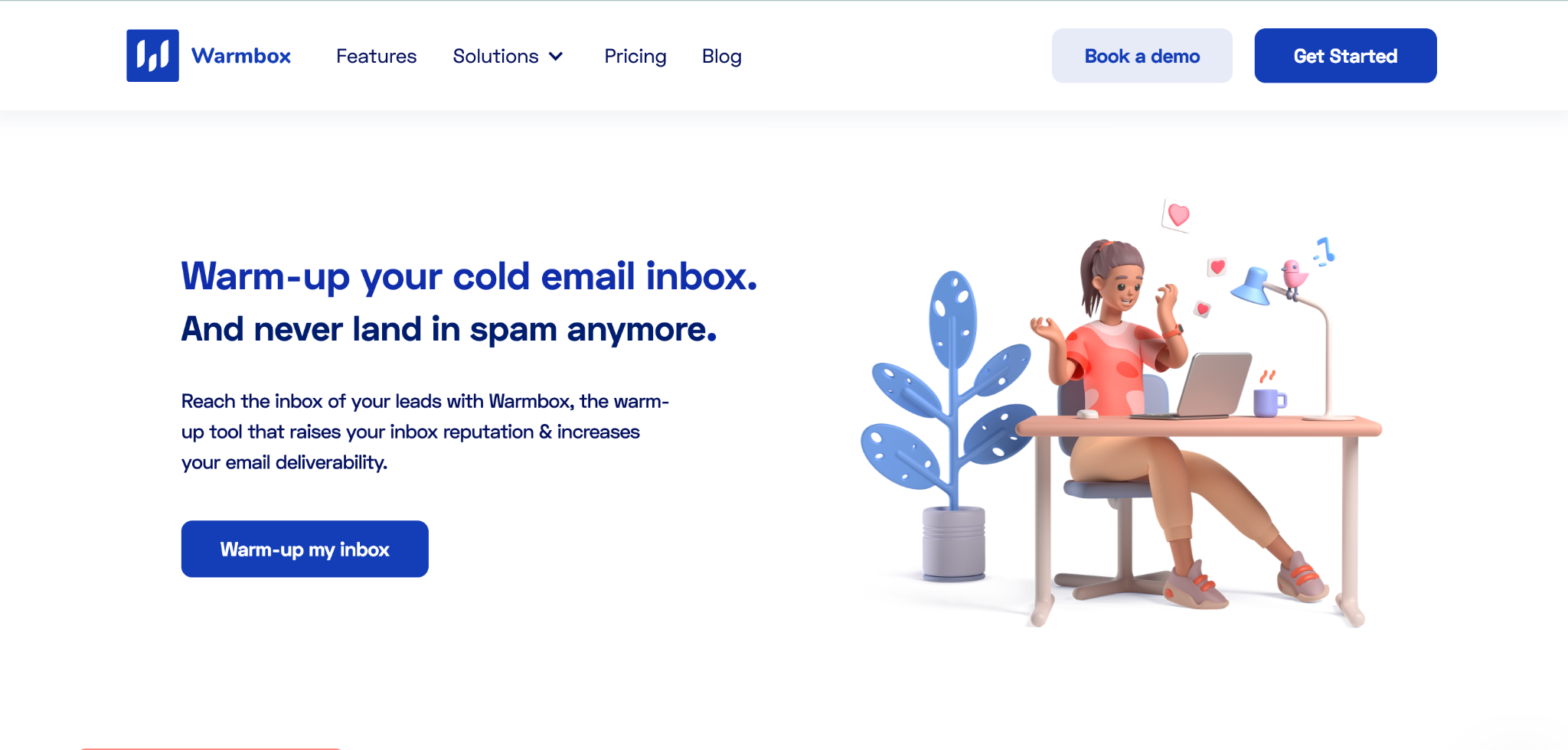 Warmbox email warm-up interface promoting inbox reputation improvement