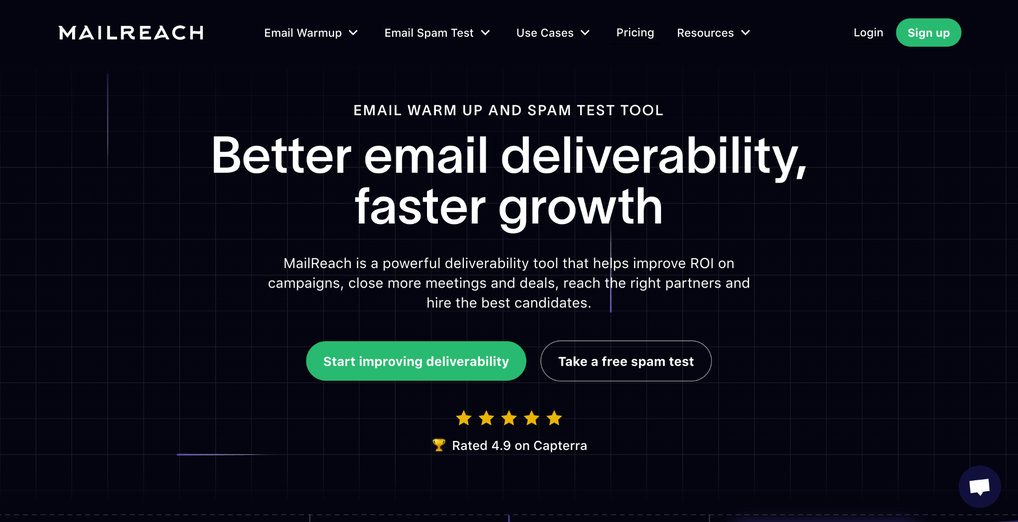 MailReach email warm-up and spam testing dashboard showing deliverability performance